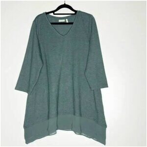 Lori Goldstein LOGO Lounge French Terry Top w/Tiered Chiffon Trim